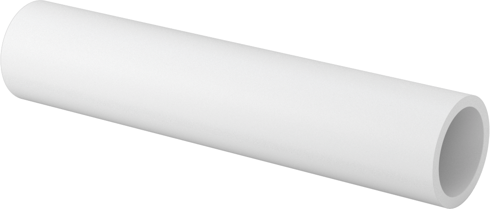 Beyaz Delrin® Asetal Reçine Tüp, Sıkı Tolerans, 1-1/4" OD x 1" ID, 6 inç Uzunluk