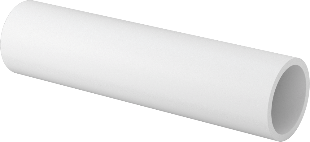Beyaz Delrin® Asetal Reçine Tüp, Sıkı Tolerans, 1-1/2" OD x 1-1/4" ID, 6 inç Uzunluk