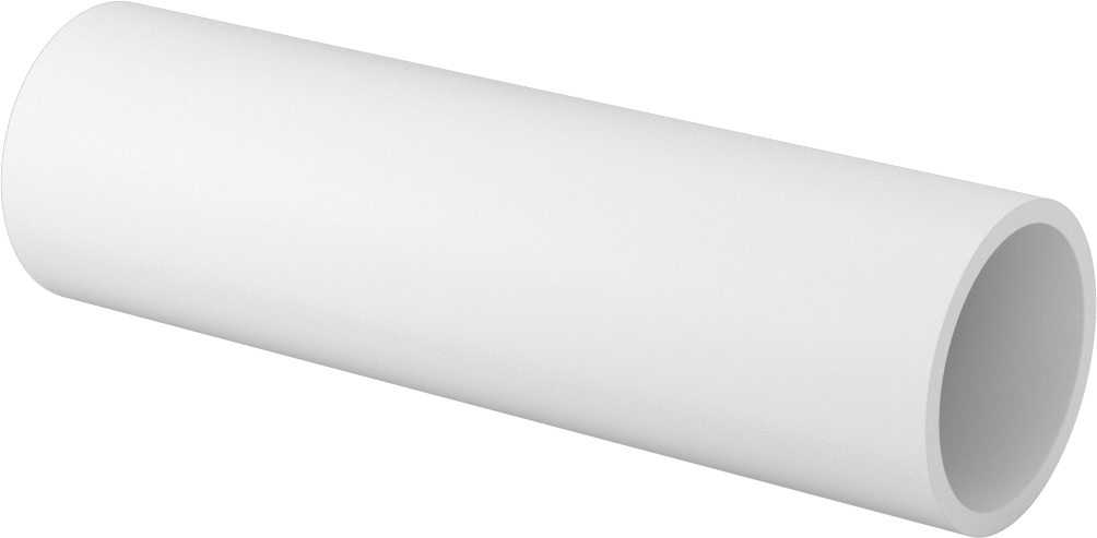 Beyaz Delrin® Asetal Reçine Tüp, Sıkı Tolerans, 1-3/4" OD x 1-1/2" ID, 6 inç Uzunluk