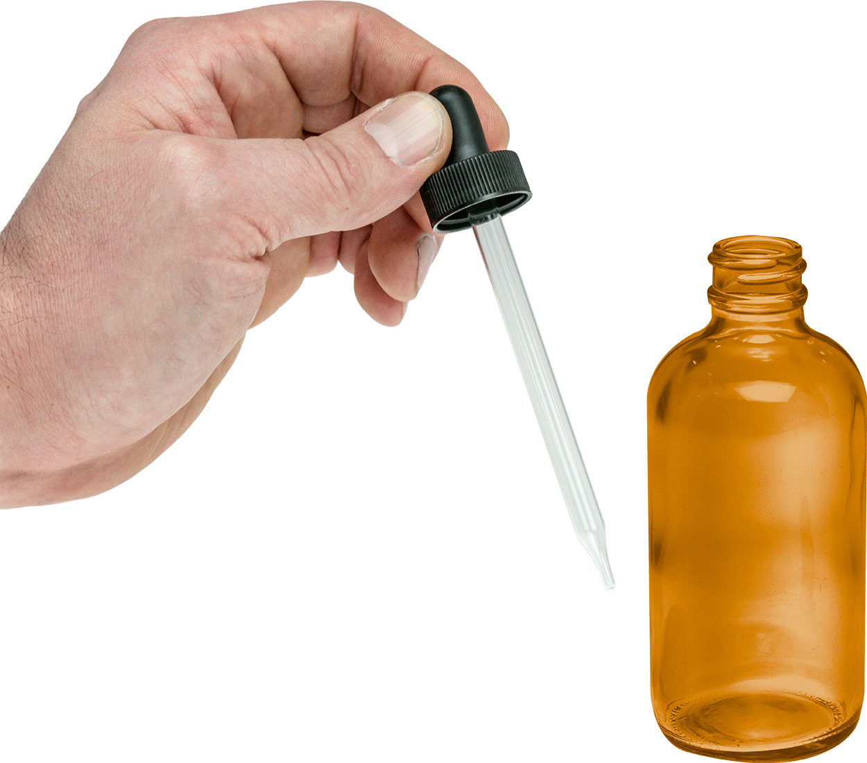 Damlalık Şişe, Yarı Şeffaf Kehribar, 1/2 FL. oz.