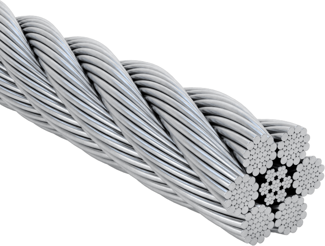 Kaldırma için Ultra Esnek Tel Halat, Galvanizli Çelik, 6 x 31 Yapı, 3/16" Çap