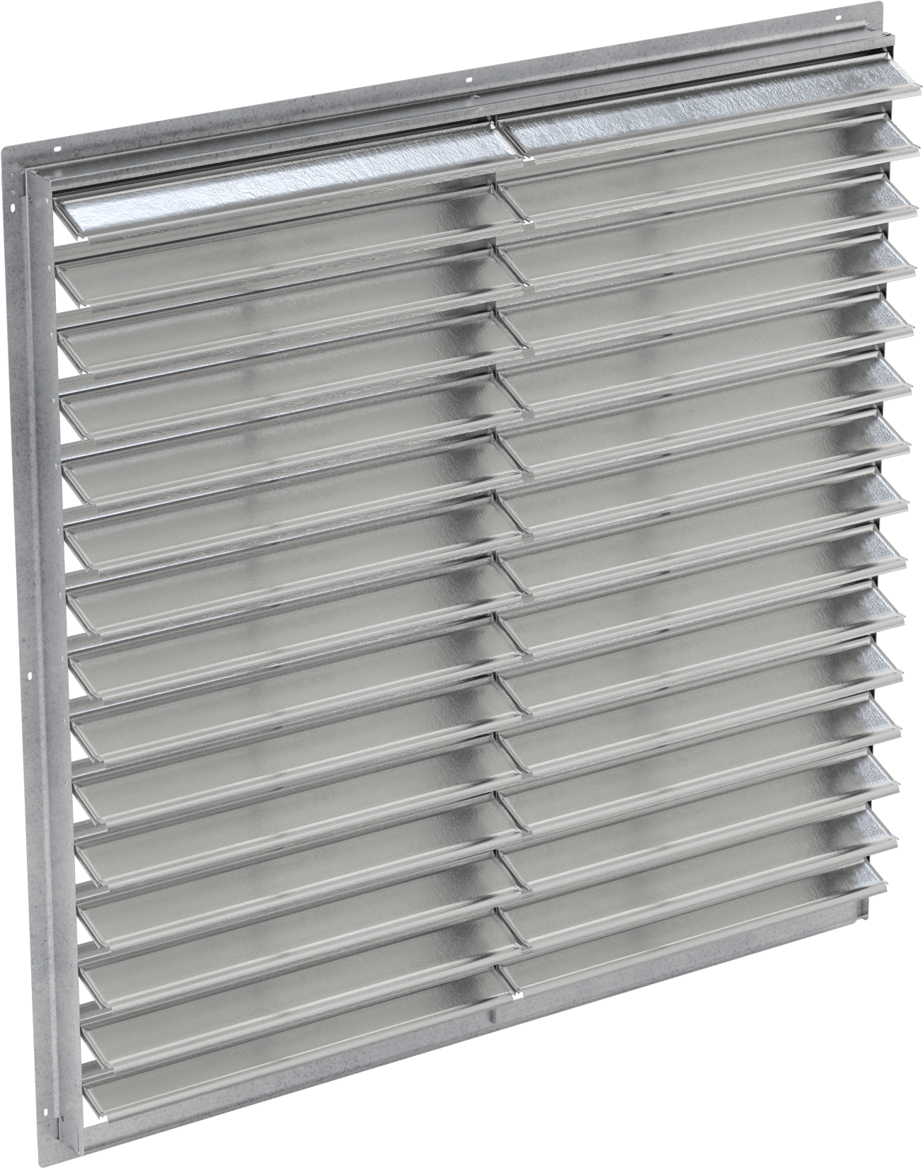 Yüzeye Monte Edilebilir Ayarlanabilir Kanatlı Duvar Tipi Panjur, Galvanizli Çelik Çerçeve ve Alüminyum Bıçaklı, 60-1/2" Kare Açıklık için