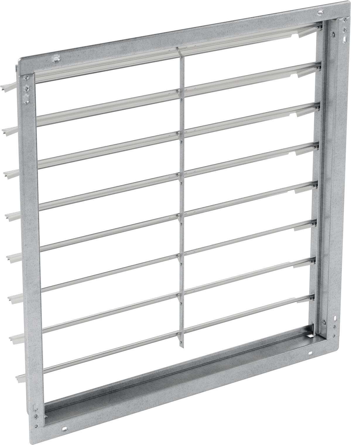 Yüzeye Monte Edilebilir Ayarlanabilir Kanatlı Duvar Tipi Panjur, Galvanizli Çelik Çerçeve ve Alüminyum Bıçaklı, 32-1/2" Kare Açıklık için