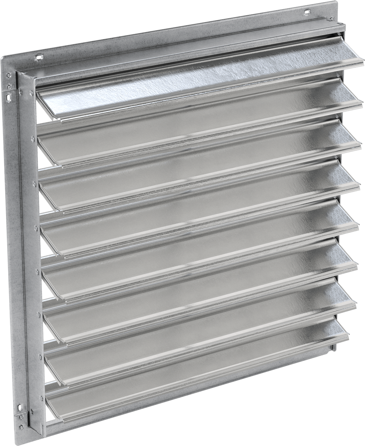 Yüzeye Monte Edilebilir Ayarlanabilir Kanatlı Duvar Tipi Panjur, Galvanizli Çelik Çerçeve ve Alüminyum Bıçaklı, 32-1/2" Kare Açıklık için