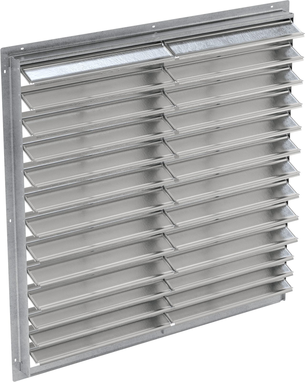 Yüzeye Monte Edilebilir Ayarlanabilir Kanatlı Duvar Tipi Panjur, Galvanizli Çelik Çerçeve ve Alüminyum Bıçaklı, 50-1/2" Kare Açıklık için