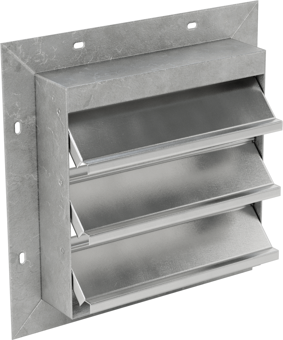 Yüzeye Monte Edilebilir Ayarlanabilir Kanatlı Duvar Tipi Panjur, Galvanizli Çelik Çerçeve ve Alüminyum Bıçaklı, 10-1/2" Kare Açıklık için