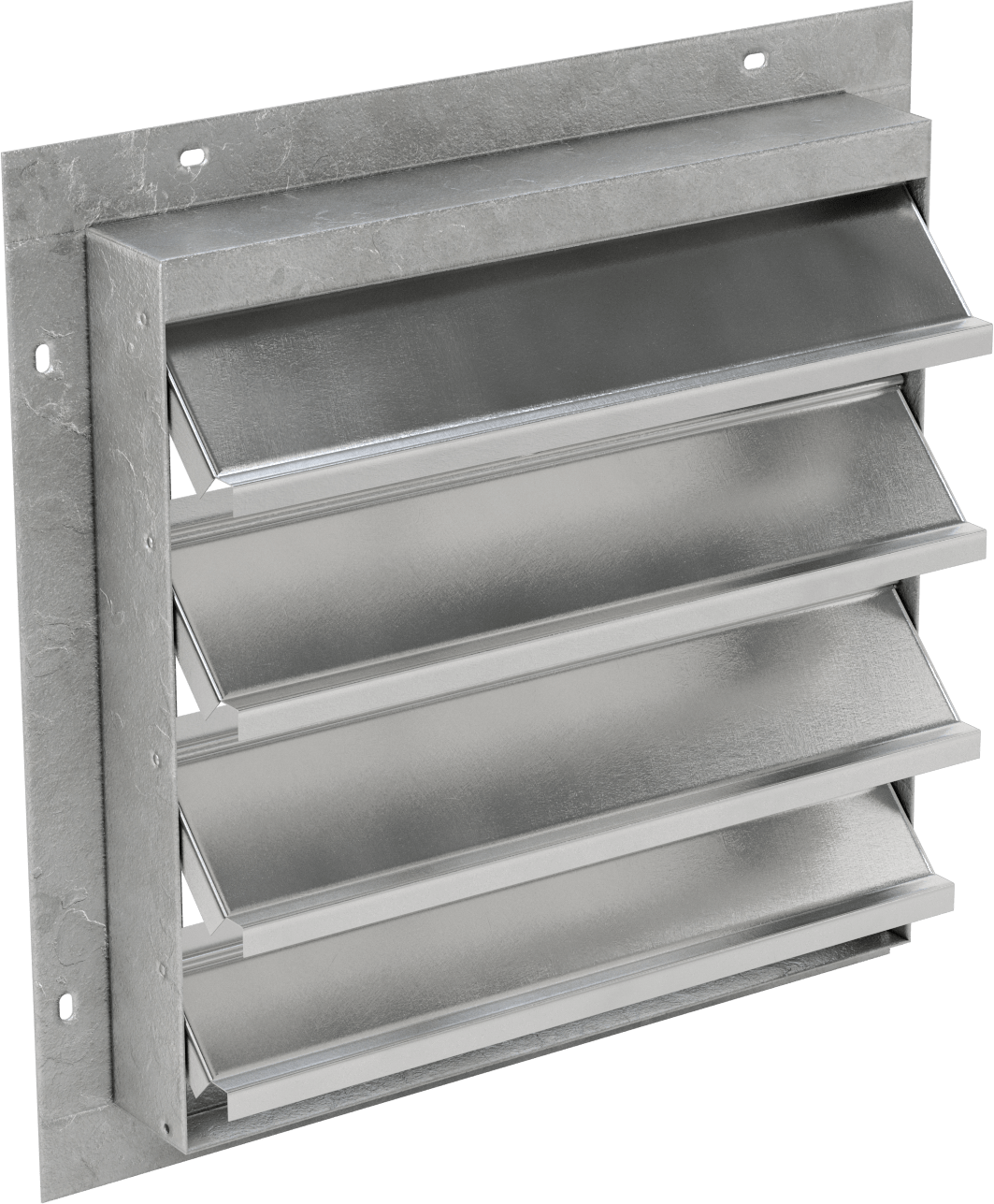 Yüzeye Monte Edilebilir Ayarlanabilir Kanatlı Duvar Tipi Panjur, Galvanizli Çelik Çerçeve ve Alüminyum Bıçaklı, 16-1/2" Kare Açıklık için