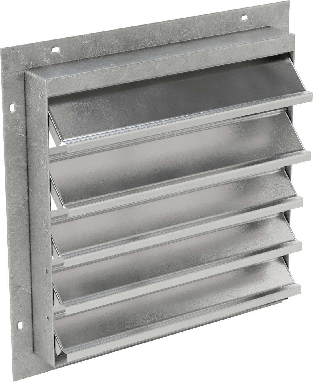 Yüzeye Monte Edilebilir Ayarlanabilir Kanatlı Duvar Tipi Panjur, Galvanizli Çelik Çerçeve ve Alüminyum Bıçaklı, 18-1/2" Kare Açıklık için