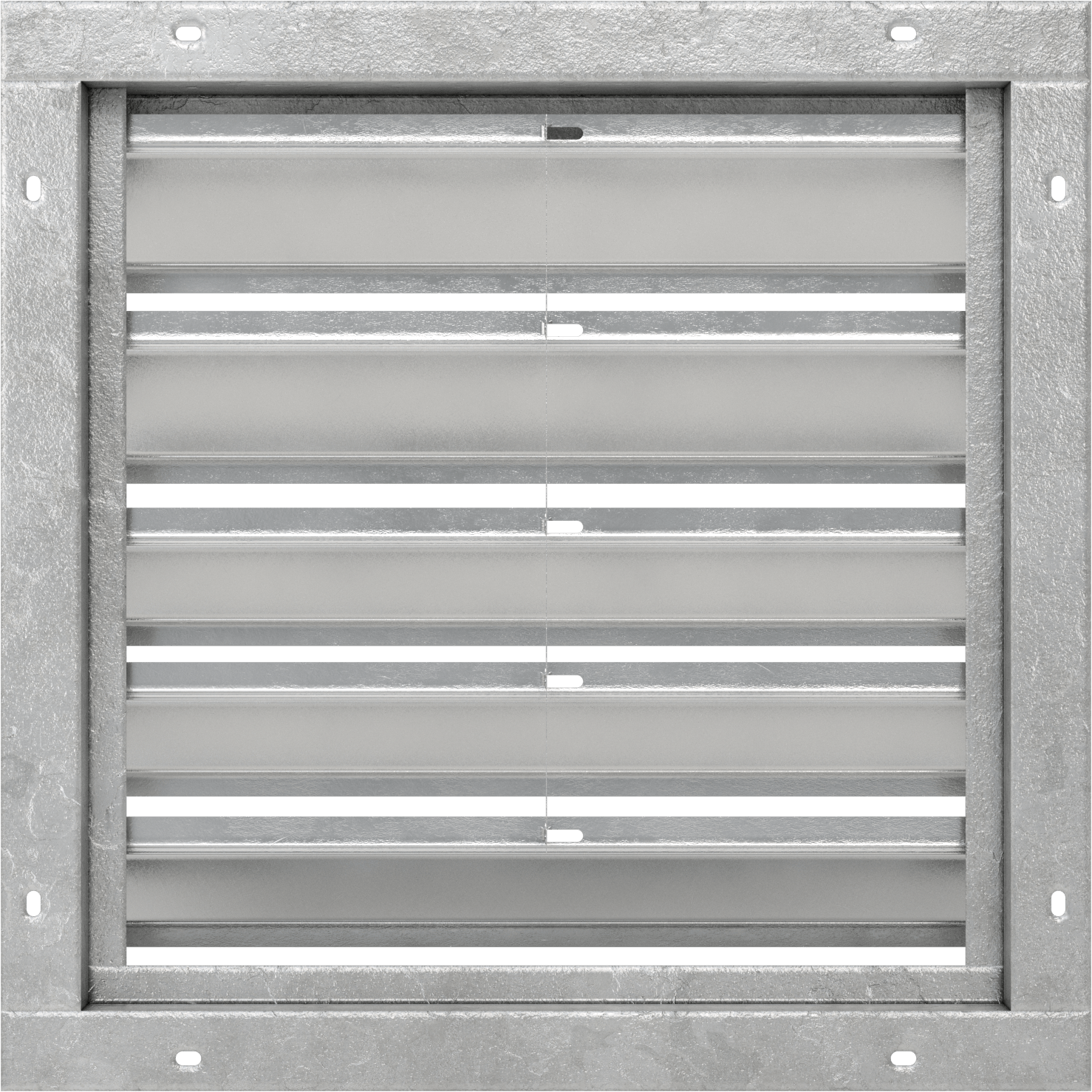 Yüzeye Monte Edilebilir Ayarlanabilir Kanatlı Duvar Tipi Panjur, Galvanizli Çelik Çerçeve ve Alüminyum Bıçaklı, 18-1/2" Kare Açıklık için