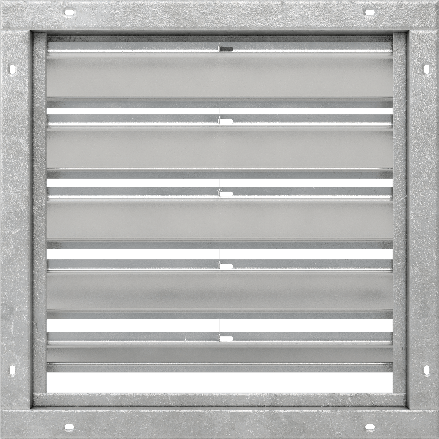 Yüzeye Monte Edilebilir Ayarlanabilir Kanatlı Duvar Tipi Panjur, Galvanizli Çelik Çerçeve ve Alüminyum Bıçaklı, 20-1/2" Kare Açıklık için