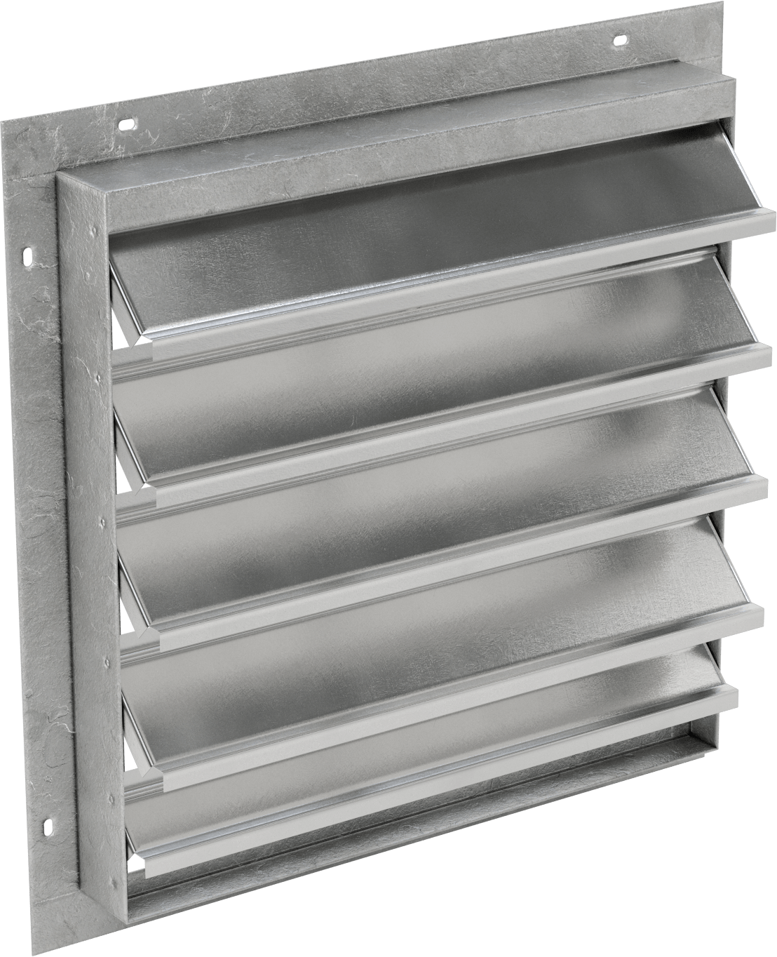 Yüzeye Monte Edilebilir Ayarlanabilir Kanatlı Duvar Tipi Panjur, Galvanizli Çelik Çerçeve ve Alüminyum Bıçaklı, 20-1/2" Kare Açıklık için