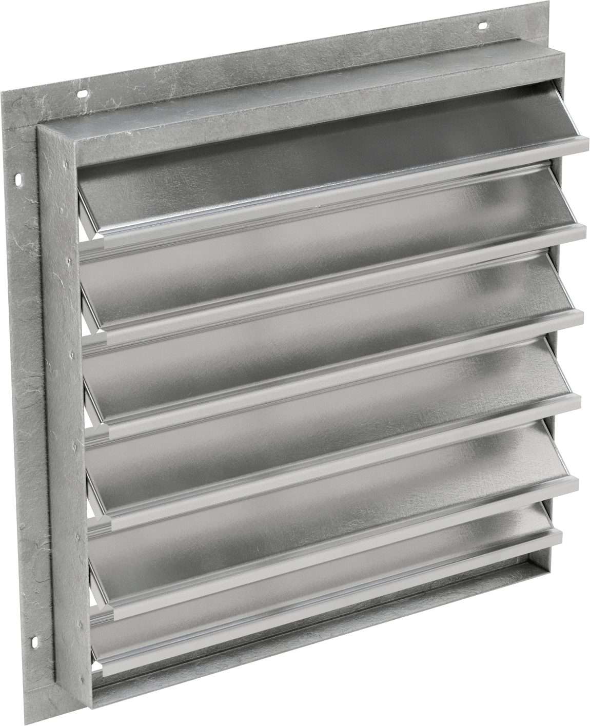 Yüzeye Monte Edilebilir Ayarlanabilir Kanatlı Duvar Tipi Panjur, Galvanizli Çelik Çerçeve ve Alüminyum Bıçaklı, 24-1/2" Kare Açıklık için