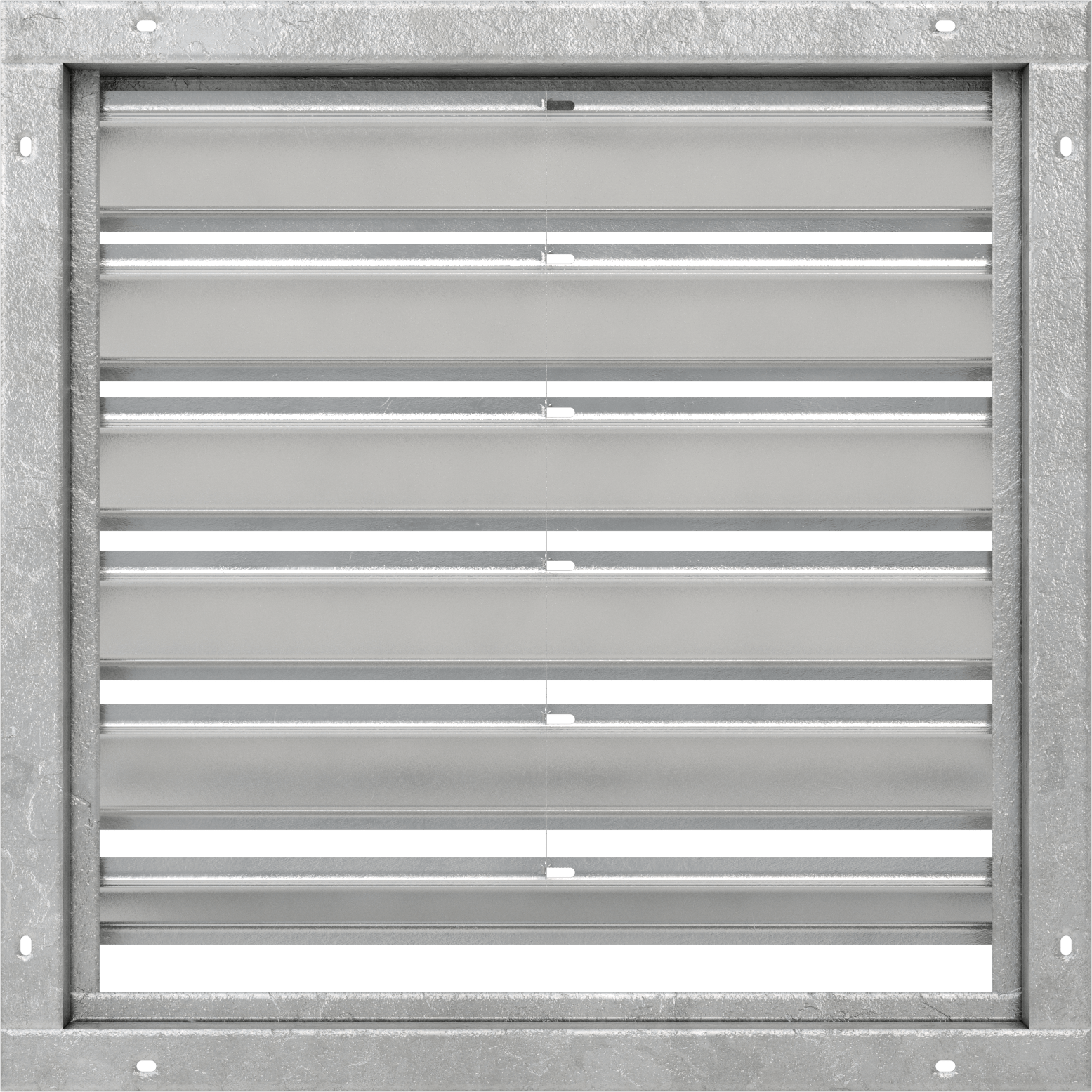 Yüzeye Monte Edilebilir Ayarlanabilir Kanatlı Duvar Tipi Panjur, Galvanizli Çelik Çerçeve ve Alüminyum Bıçaklı, 24-1/2" Kare Açıklık için