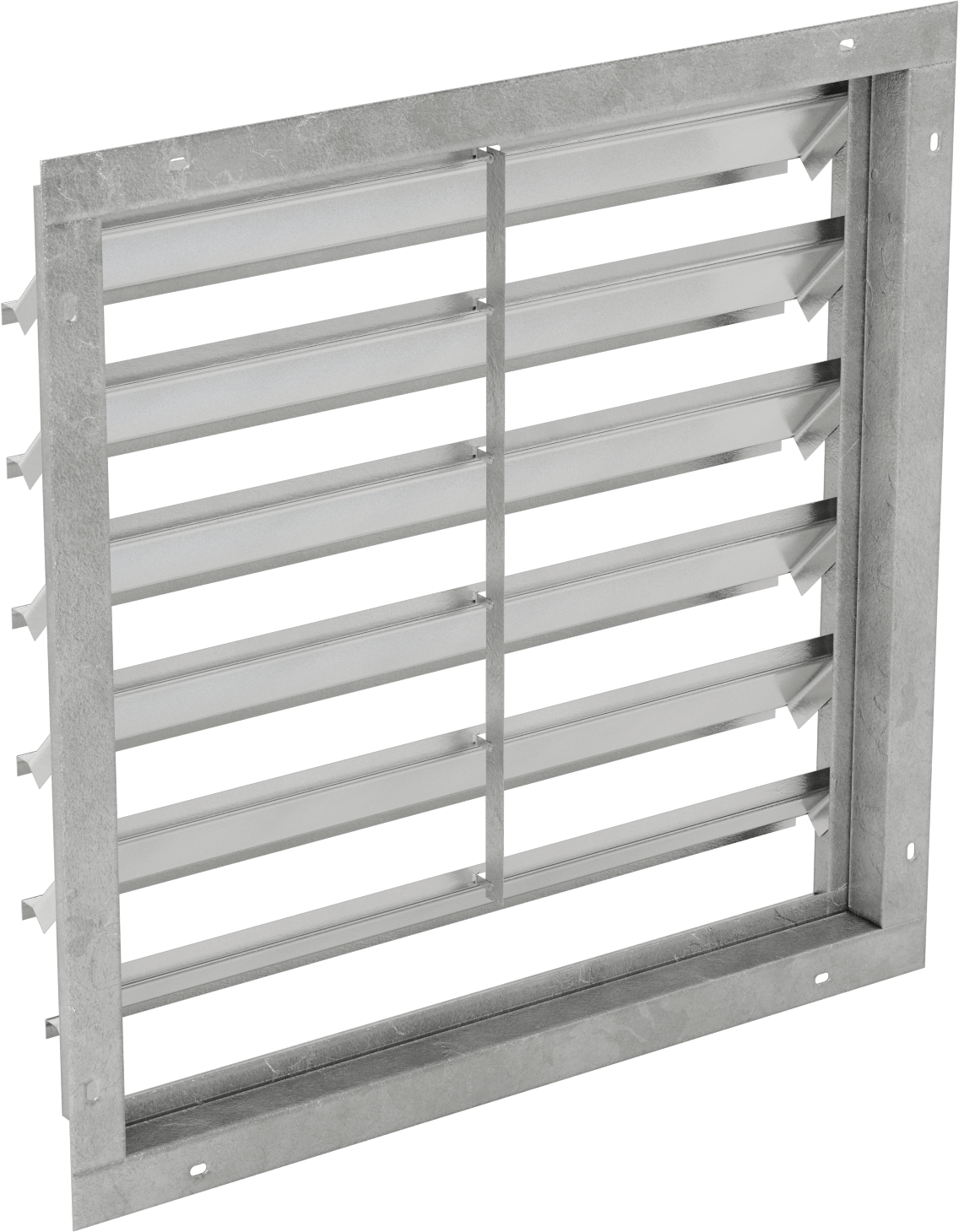 Yüzeye Monte Edilebilir Ayarlanabilir Kanatlı Duvar Tipi Panjur, Galvanizli Çelik Çerçeve ve Alüminyum Bıçaklı, 24-1/2" Kare Açıklık için