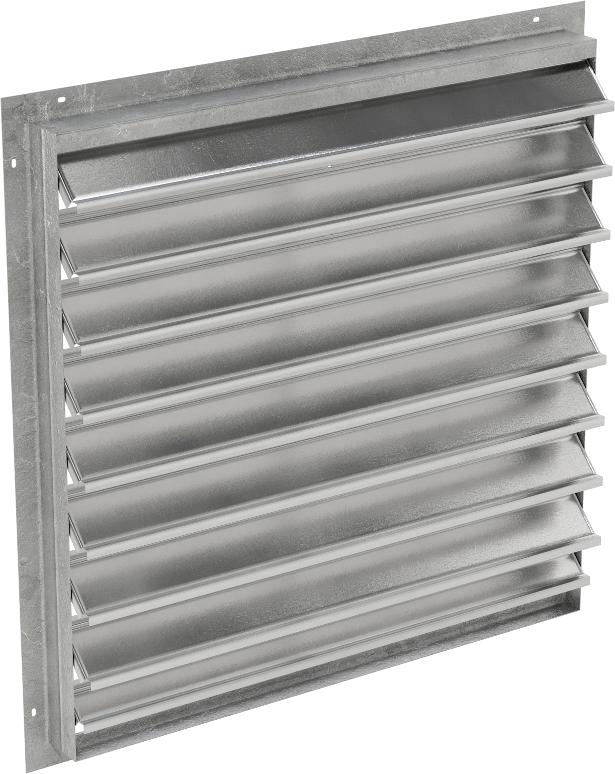 Yüzeye Monte Edilebilir Ayarlanabilir Kanatlı Duvar Tipi Panjur, Galvanizli Çelik Çerçeve ve Alüminyum Bıçaklı, 36-1/2" Kare Açıklık için