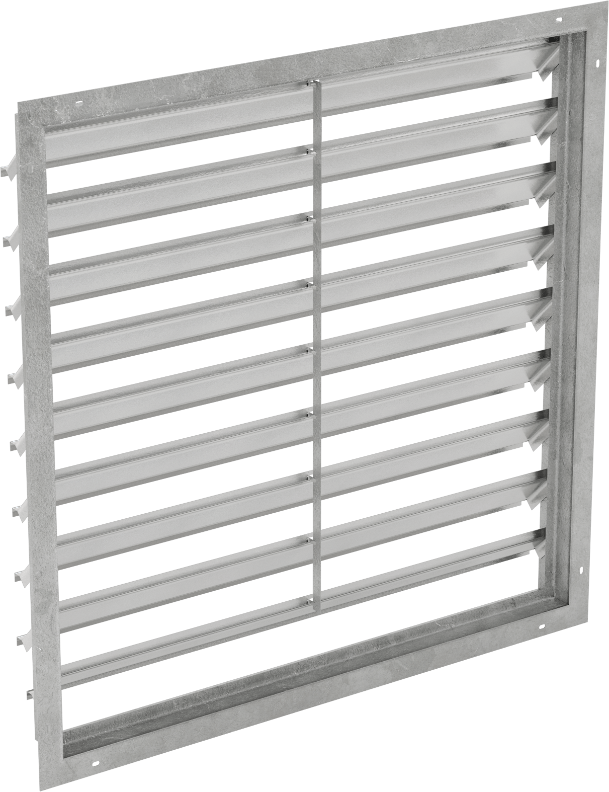 Yüzeye Monte Edilebilir Ayarlanabilir Kanatlı Duvar Tipi Panjur, Galvanizli Çelik Çerçeve ve Alüminyum Bıçaklı, 36-1/2" Kare Açıklık için