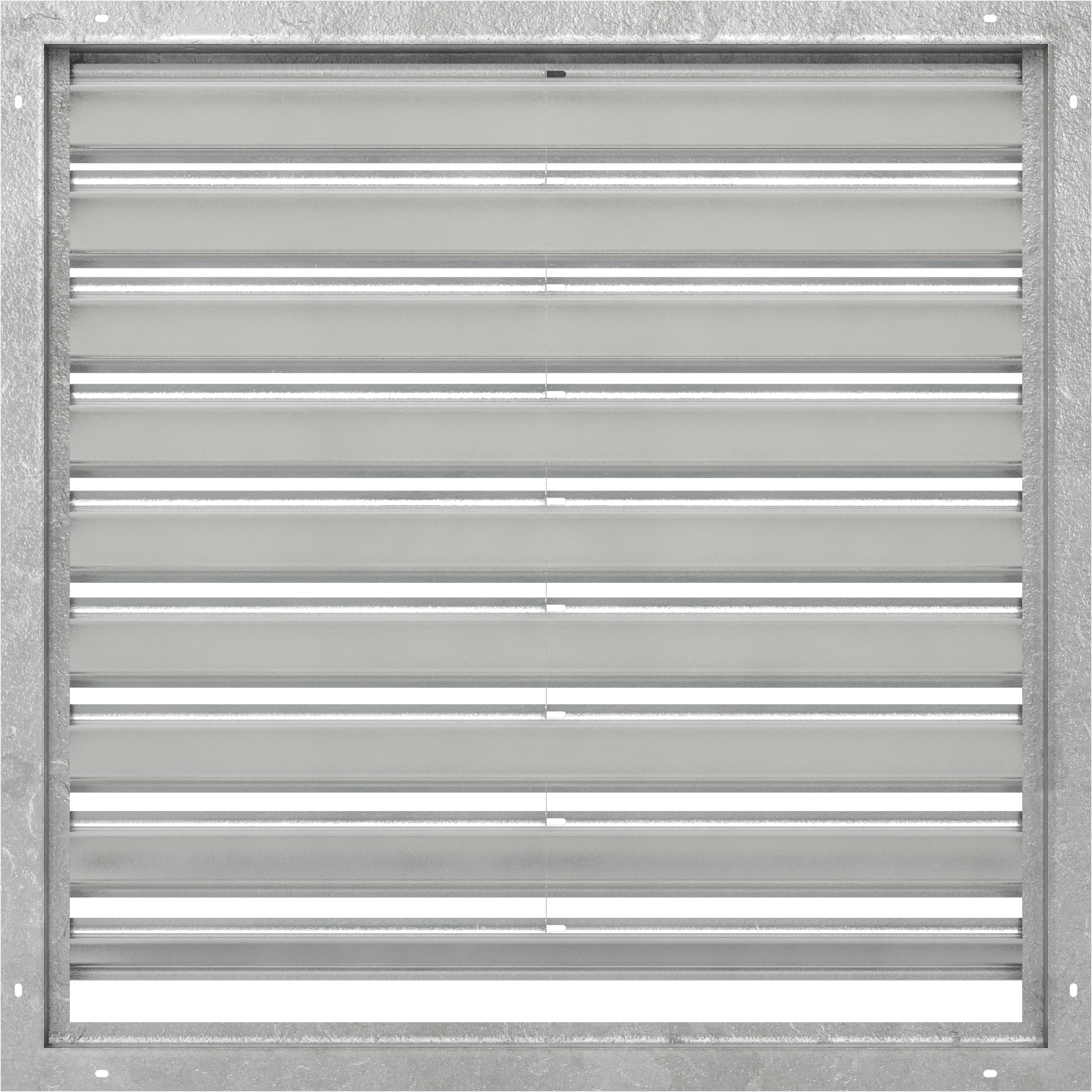 Yüzeye Monte Edilebilir Ayarlanabilir Kanatlı Duvar Tipi Panjur, Galvanizli Çelik Çerçeve ve Alüminyum Bıçaklı, 36-1/2" Kare Açıklık için