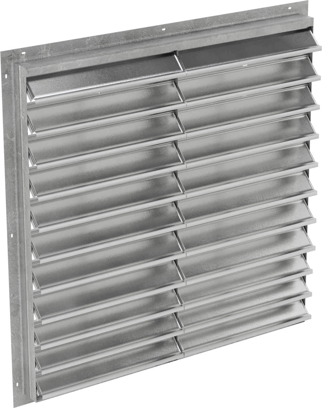 Yüzeye Monte Edilebilir Ayarlanabilir Kanatlı Duvar Tipi Panjur, Galvanizli Çelik Çerçeve ve Alüminyum Bıçaklı, 42-1/2" Kare Açıklık için