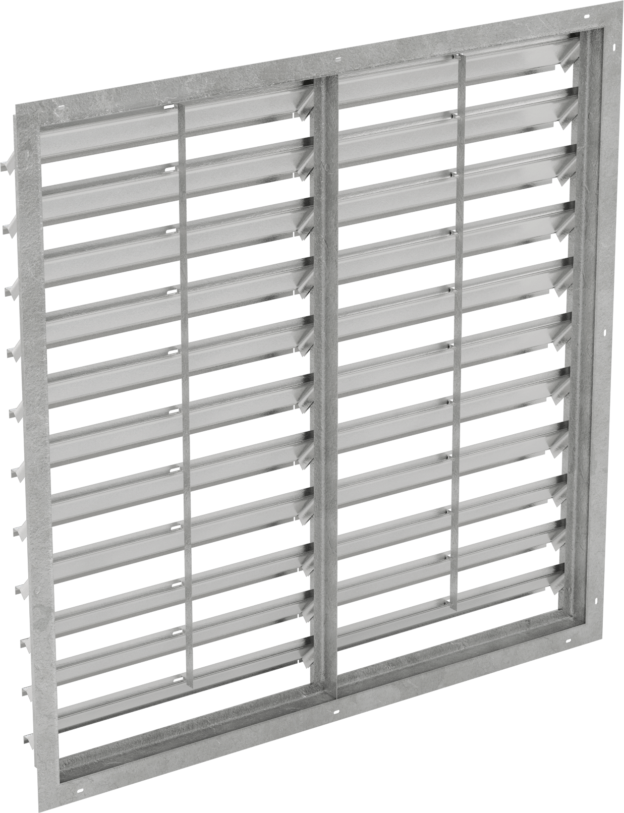 Yüzeye Monte Edilebilir Ayarlanabilir Kanatlı Duvar Tipi Panjur, Galvanizli Çelik Çerçeve ve Alüminyum Bıçaklı, 42-1/2" Kare Açıklık için