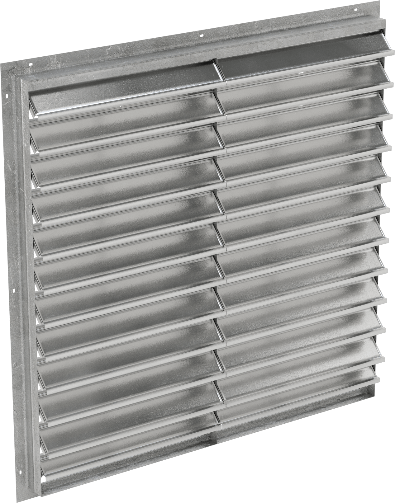 Yüzeye Monte Edilebilir Ayarlanabilir Kanatlı Duvar Tipi Panjur, Galvanizli Çelik Çerçeve ve Alüminyum Bıçaklı, 48-1/2" Kare Açıklık için