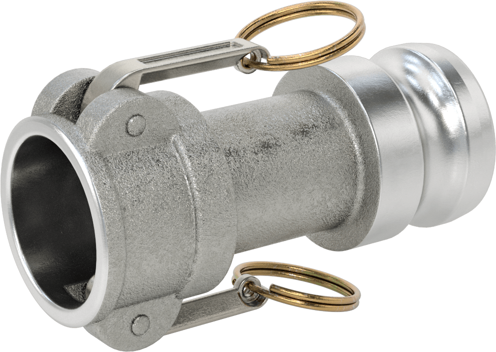 Paslanmaz Çelik Kollu Alüminyum Kam-Yivli Hortum Bağlantı Elemanı, Redüksiyon Adaptörü, 2 Plug x 1-1/2 Soket Kaplin Boyutu