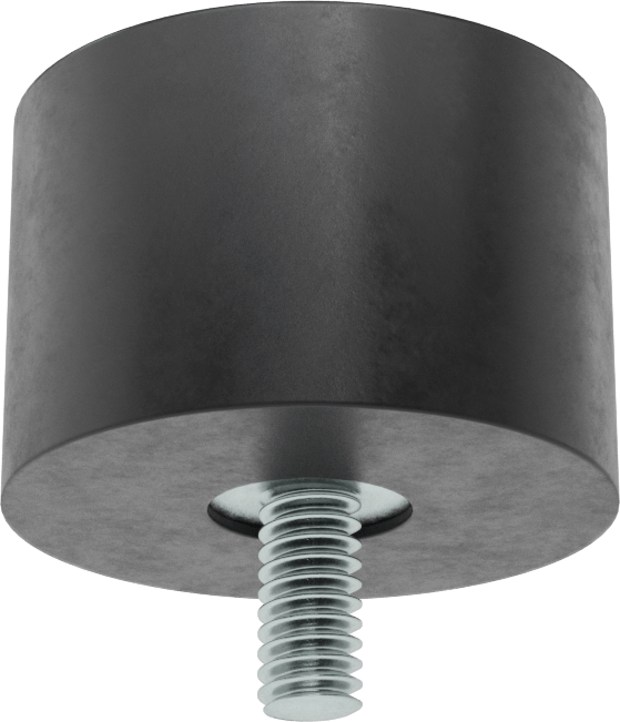 Sorbothane Titreşim Sönümleyici Sandviç Montaj, 1/4"-20 Çinko Kaplı Çelik Saplama ve Çelik Ek Parça ile, 30 lbs. Kapasite