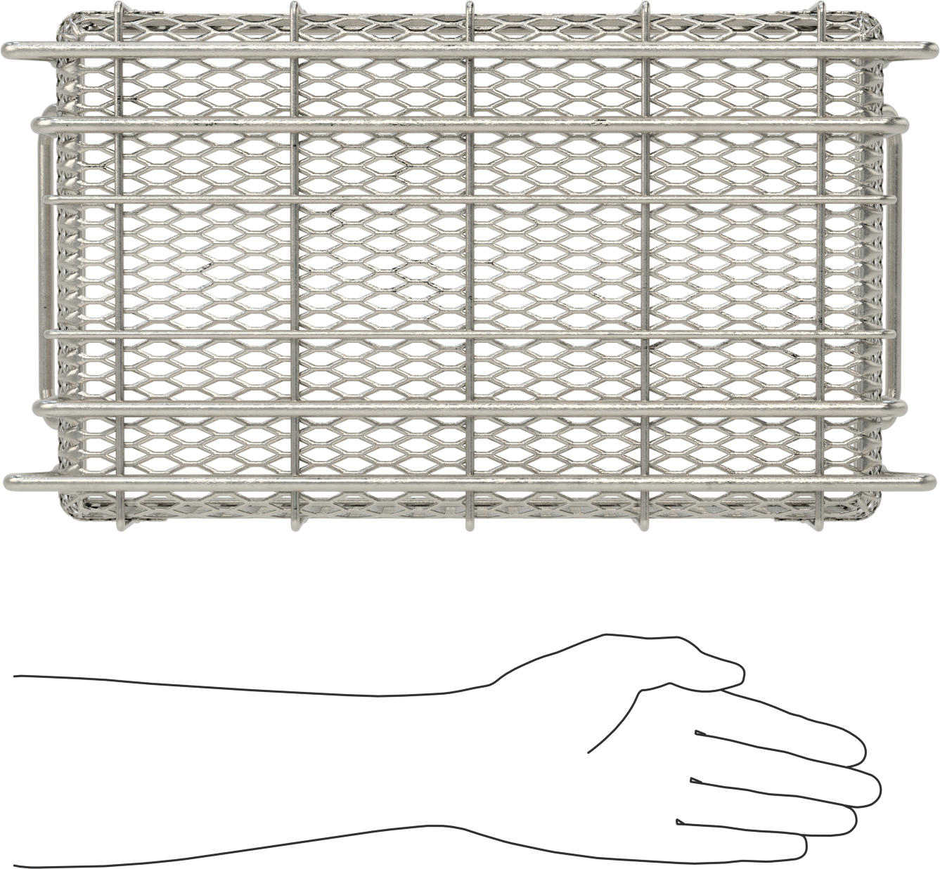 Paslanmaz Çelik Taşıma Sepeti, 16" Uzunluk, 10" Genişlik, 4,5 inç Yükseklik, 3/4" Uzun Alt Açıklıklı