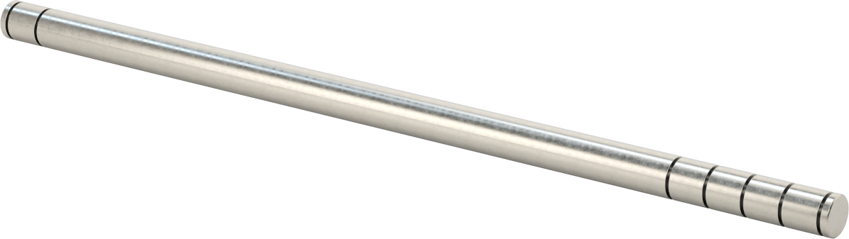 Tutma Halkası Yivli 303 Paslanmaz Çelik Döner Mil, Her İki Uçta, 1/2" Çap, 12" Uzunluk