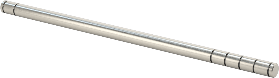 Tutma Halkası Yivli 303 Paslanmaz Çelik Döner Mil, Her İki Uçta, 1/4" Çap, 6 inç Uzunluk
