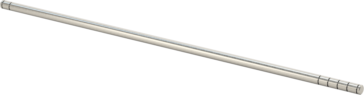 Tutma Halkası Yivli 303 Paslanmaz Çelik Döner Mil, Her İki Uçta, 1/4" Çap, 12" Uzunluk