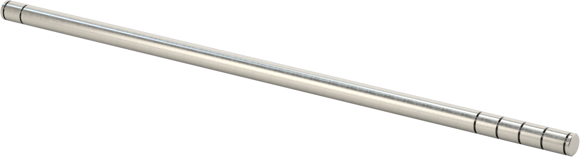 Tutma Halkası Yivli 303 Paslanmaz Çelik Döner Mil, Her İki Uçta, 3/8" Çap, 12" Uzunluk