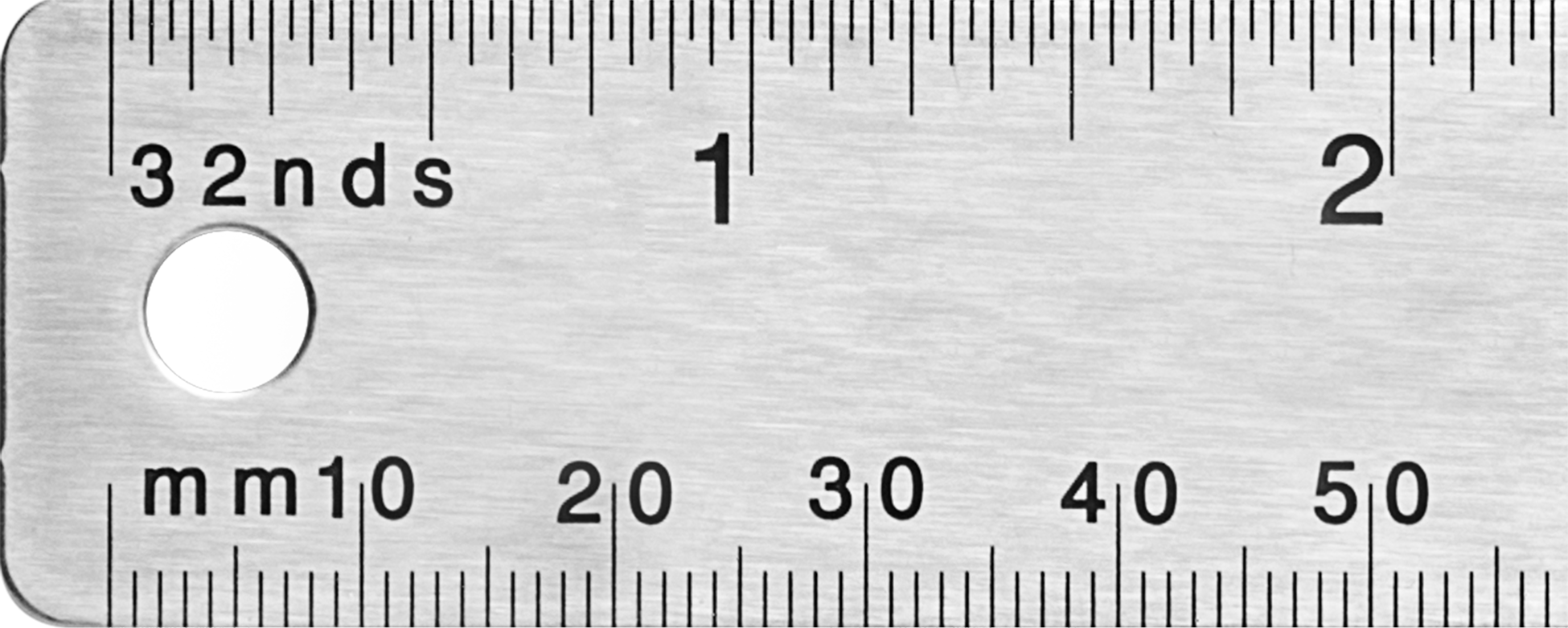 Korozyona Dayanıklı Paslanmaz Çelik Cetvel, Sertifikalı, 12"/300 mm Uzunluk, 32 saniye ve mm Ön Ölçü İşaretleri