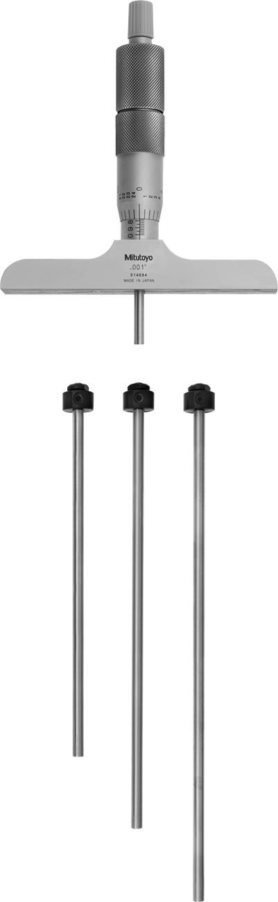 Mitutoyo Derinlik Mikrometresi, NIST Sertifikalı, Model 129-131, 0 ila 4" Ölçüm Aralığı