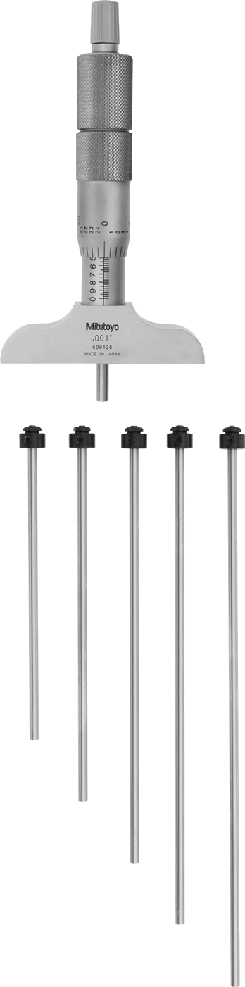 Mitutoyo Derinlik Mikrometresi, NIST Sertifikalı, Model 129-128, 0 ila 6" Ölçüm Aralığı