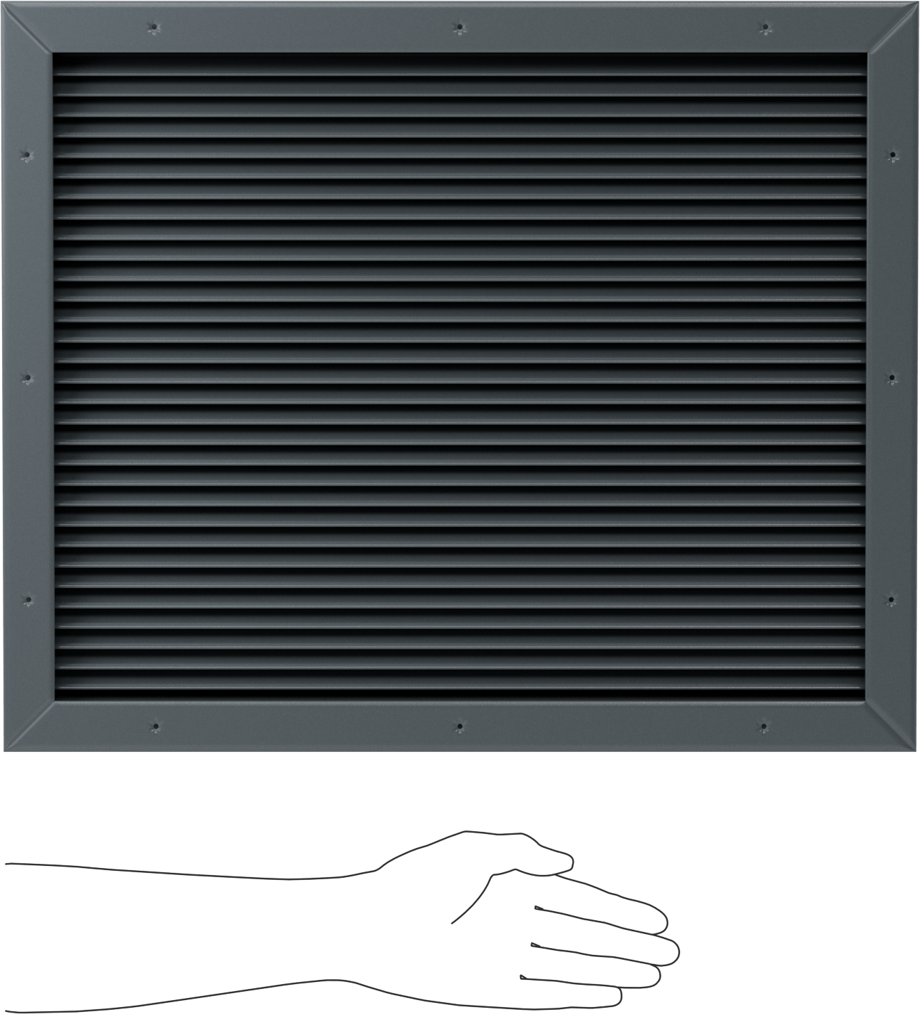 Gri Toz Boyalı Çelik Gömme Montajlı Kapı Panjuru, 20-1/2“ Genişlik x 16-1/2” Yükseklik Açıklığı için