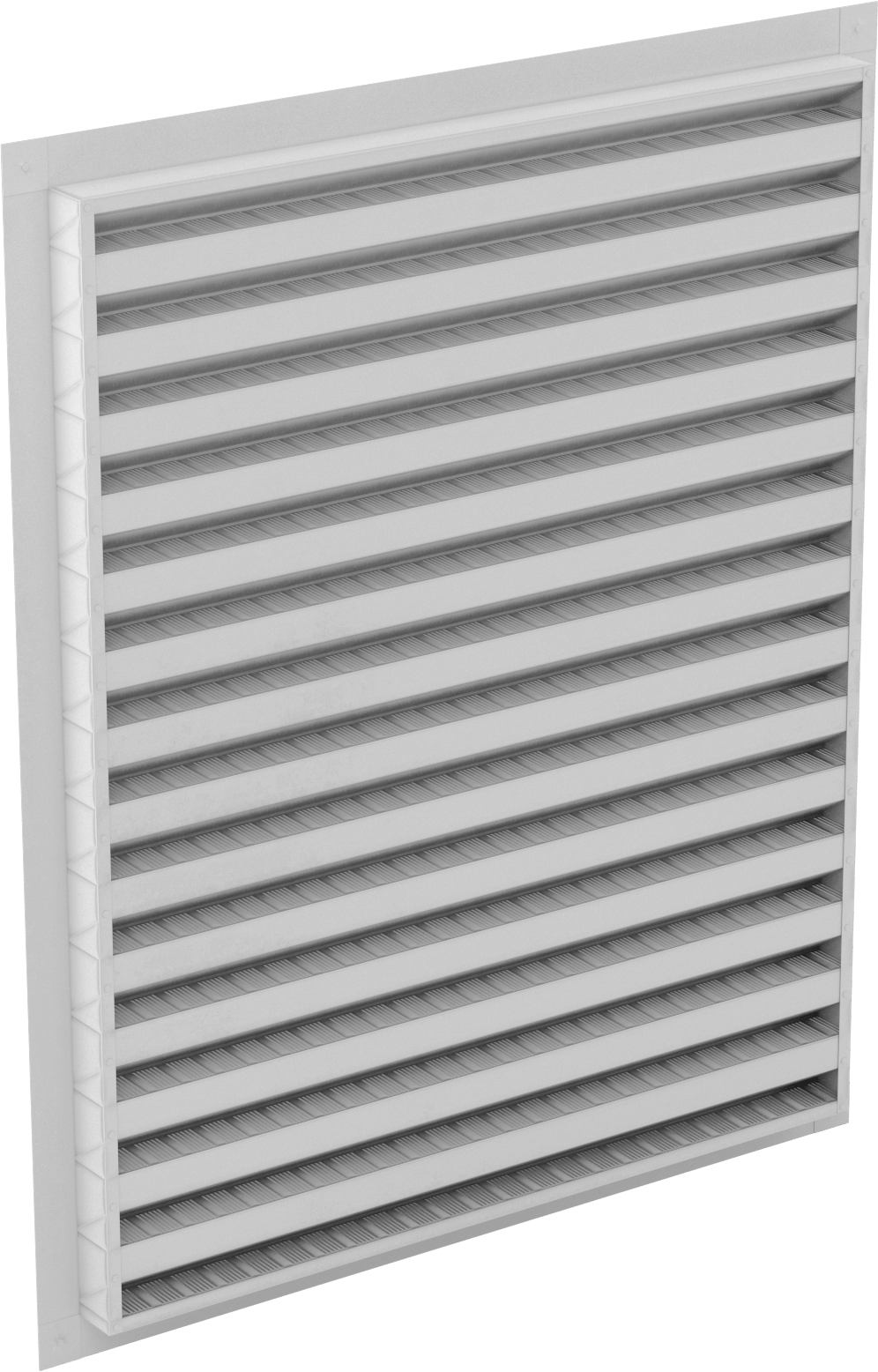 Sabit bıçaklı duvara monte panjur, Beyaz Alüminyum Çerçeve, 24 inç x 30 inç açıklık için, 26,5" Toplam Genişlik