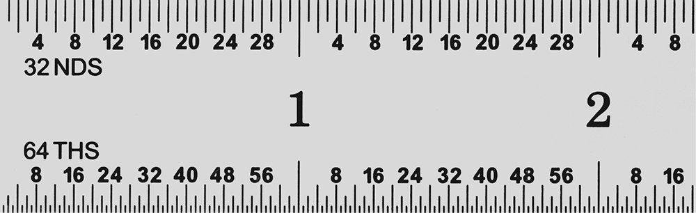 Yüksek Hassasiyetli Cetvel, 18" Uzunluk, 8'lik ve 16'lık Arka Ölçü İşaretleri, 3/4" Genişlik