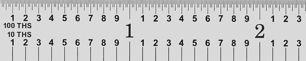 Yüksek Hassasiyetli Cetvel, 12 inç Uzunluk, 10'luk ve 100'lük Arka Ölçü İşaretleri, 1/2" Genişlik