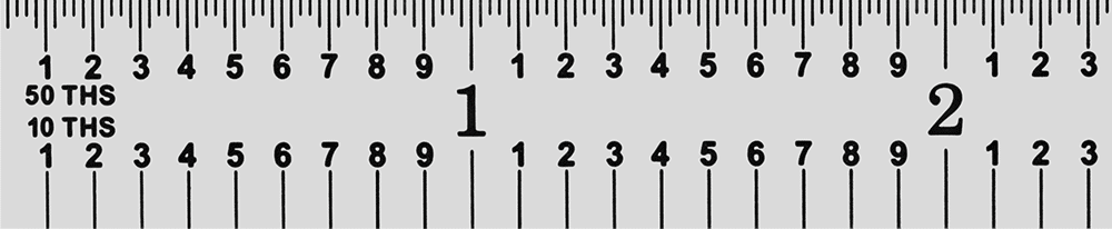 Yüksek Hassasiyetli Cetvel, 6 inç Uzunluk, 10'luk ve 50'lik Arka Ölçü İşaretleri, 1/2" Genişlik