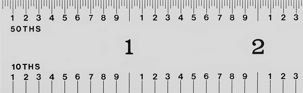 Yüksek Hassasiyetli Cetvel, 18" Uzunluk, 10'luk ve 50'lik Arka Ölçü İşaretleri, 3/4" Genişlik