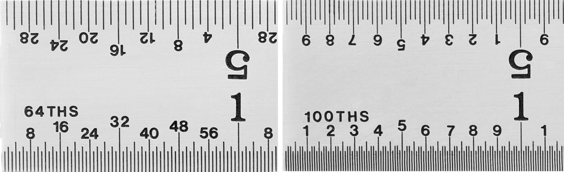 Yüksek Hassasiyetli Cetvel, 6 inç Uzunluk, 50'lik ve 100'lük Arka Ölçü İşaretleri, 3/4" Genişlik