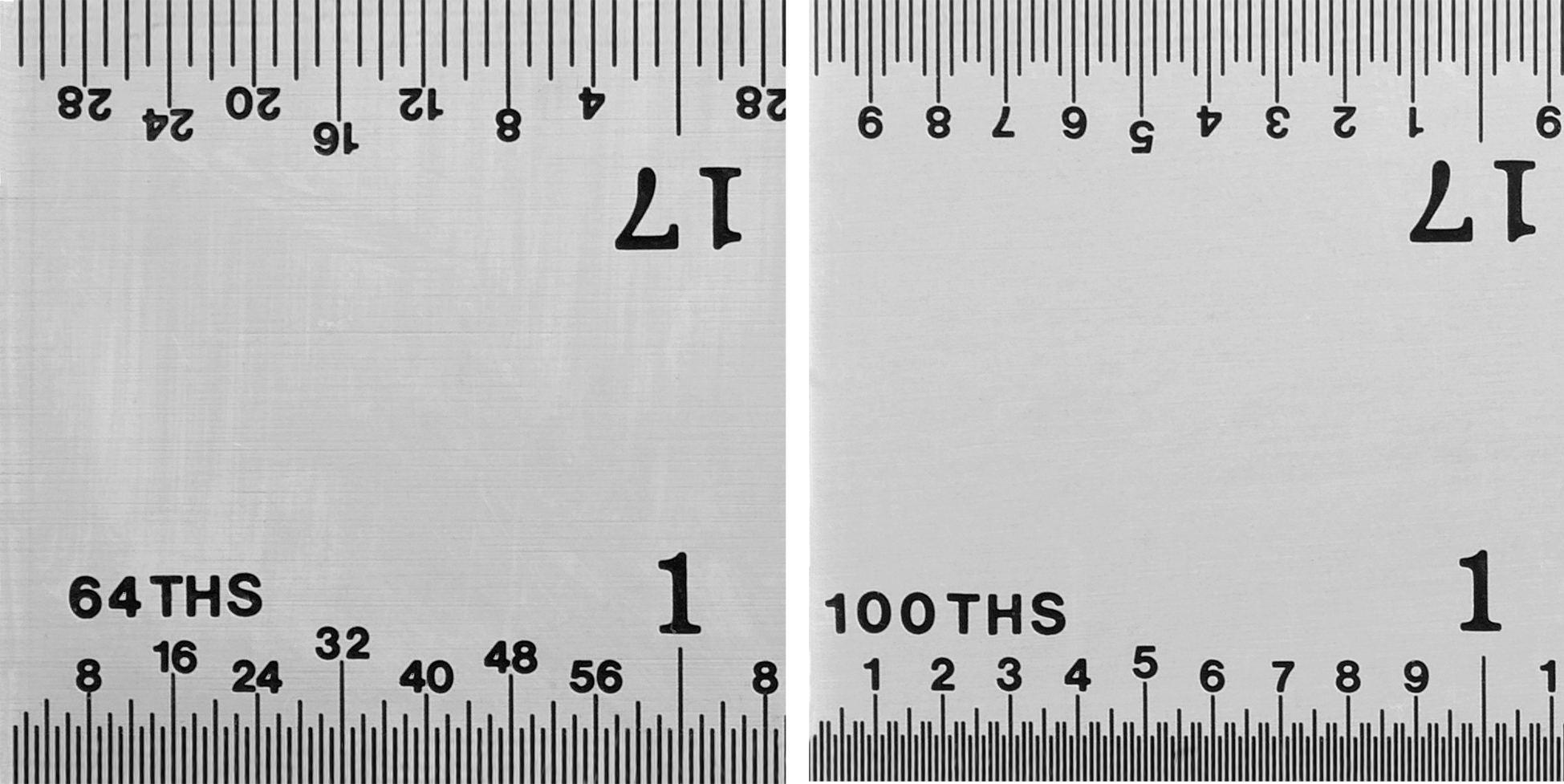 Yüksek Hassasiyetli Cetvel, 18" Uzunluk, 50'lik ve 100'lük Arka Ölçü İşaretleri, 1-1/8" Genişlik