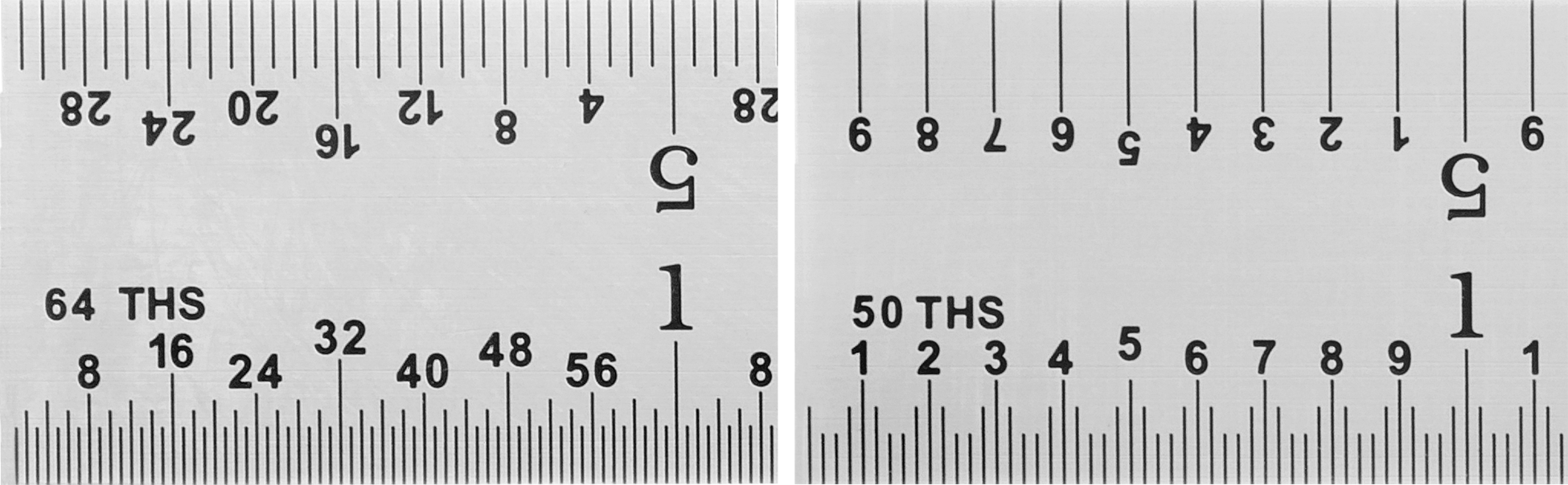 Yüksek Hassasiyetli Cetvel, 6 inç Uzunluk, 10'luk ve 50'lik Arka Ölçü İşaretleri, 3/4" Genişlik