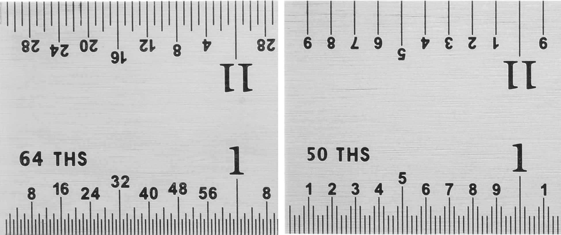 Yüksek Hassasiyetli Cetvel, 12 inç Uzunluk, 10'luk ve 50'lik Arka Ölçü İşaretleri, 1" Genişlik
