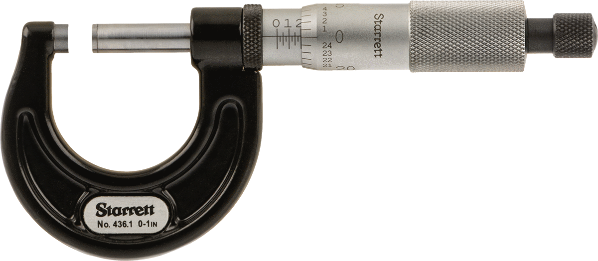 Starrett Dış Mikrometre, NIST Sertifikalı ve Cırcırlı Yüksük, 436.1xrl-1 Numaralı, 0" ila 1"