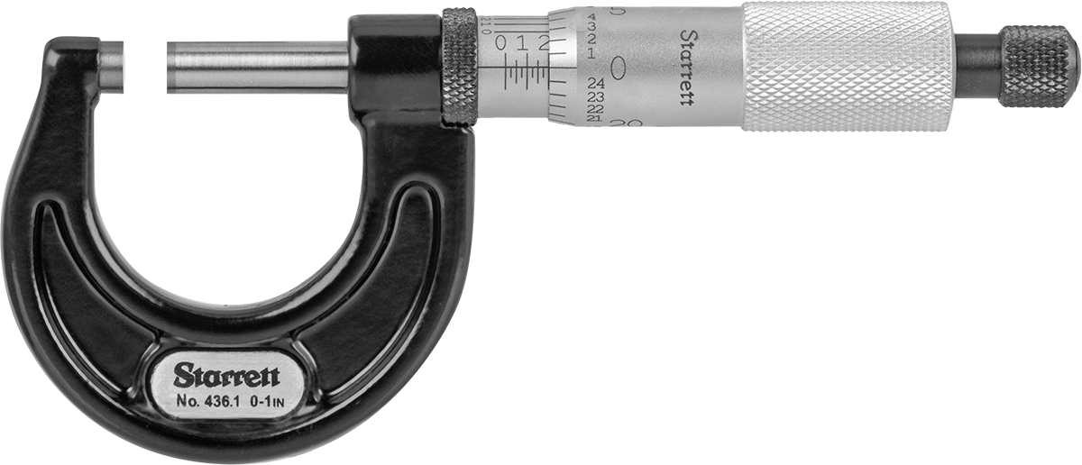 Starrett Dış Mikrometre, NIST Sertifikalı ve Cırcırlı Yüksük, Numara T436.1xrl-1, 0"-1"