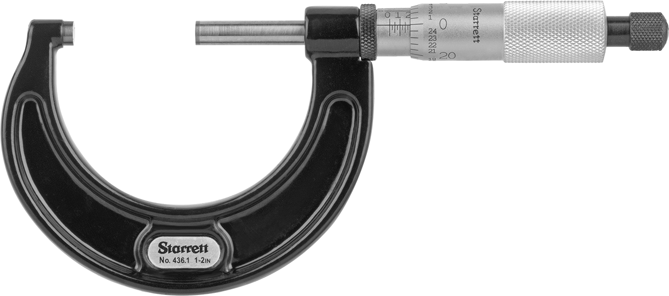 Starrett Dış Mikrometre, NIST Sertifikalı ve Cırcırlı Yüksük, T436.1xrl-2 Numarası, 1"-2"