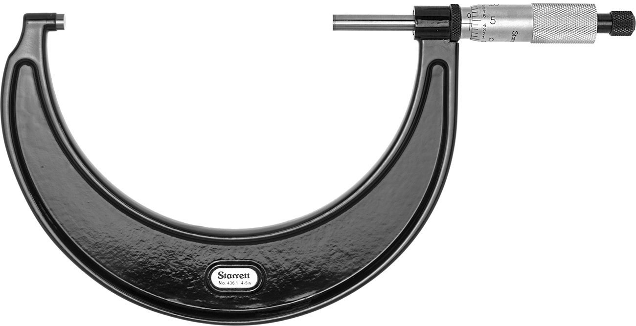 Starrett Dış Mikrometre, Cırcırlı Yüksük ile, 436.1xrl-5 Numara, 4“ ila 5” Aralığı