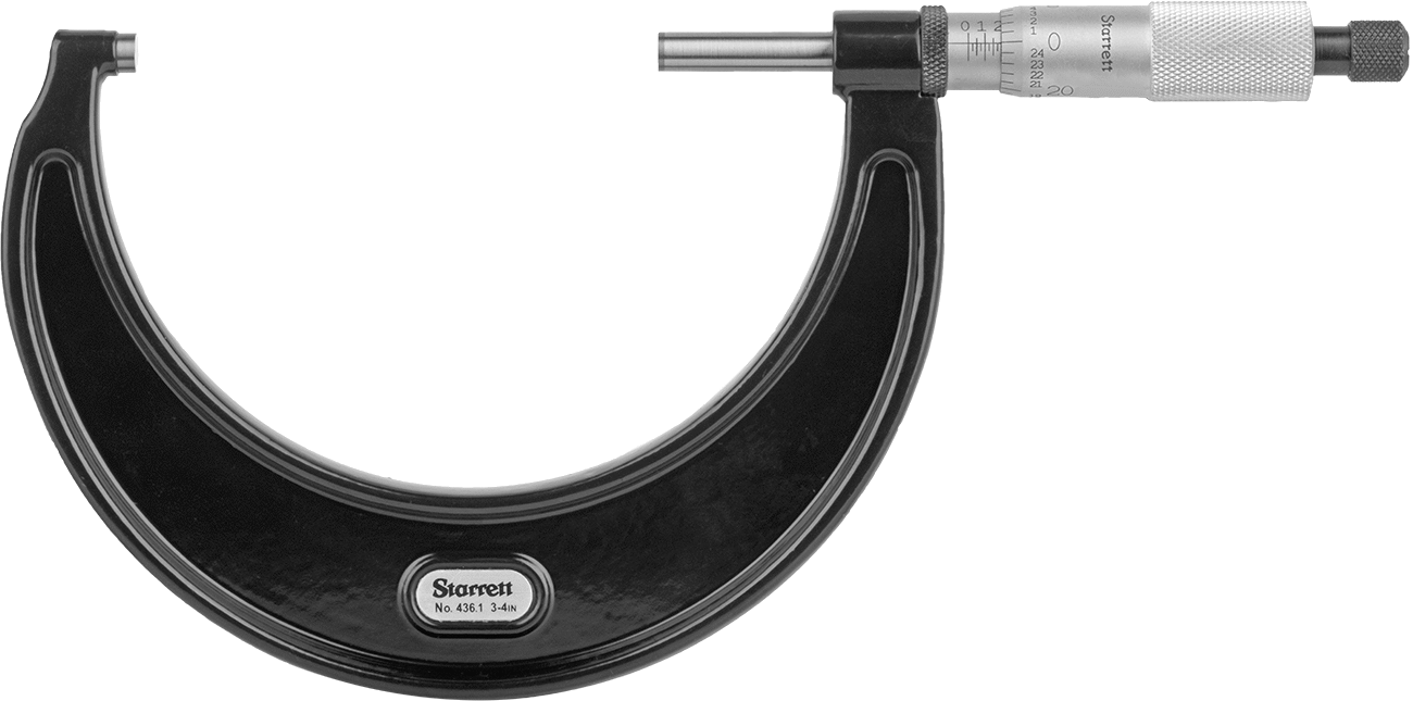 Starrett Dış Mikrometre, NIST Sertifikalı ve Cırcırlı Durdurma Yüksüğü, Model 436.1xrl-4