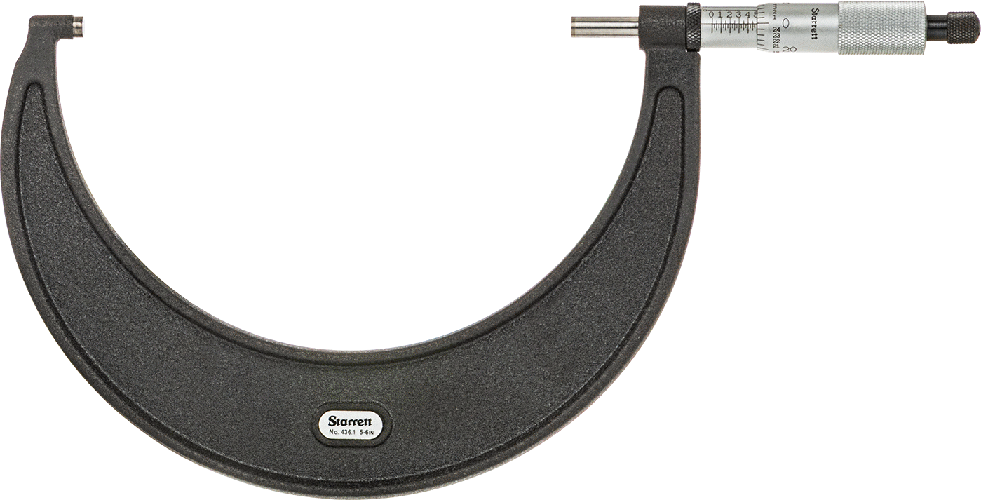 Starrett Dış Mikrometre, Cırcırlı Yüksük ile, Numara T436.1xrl-6, 5“ ila 6” Aralık